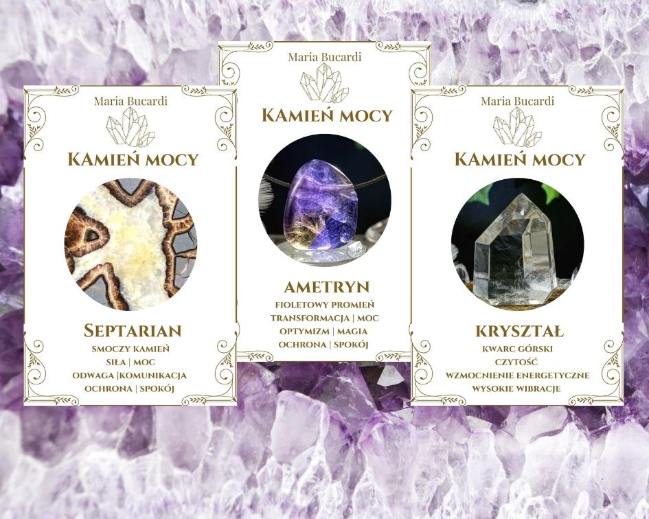 Karty Kamień Mocy, Kamienie Mocy, kryształ, minerał, kamień, znaczenie, właściwości, działanie, magiczne, Maria Bucardi