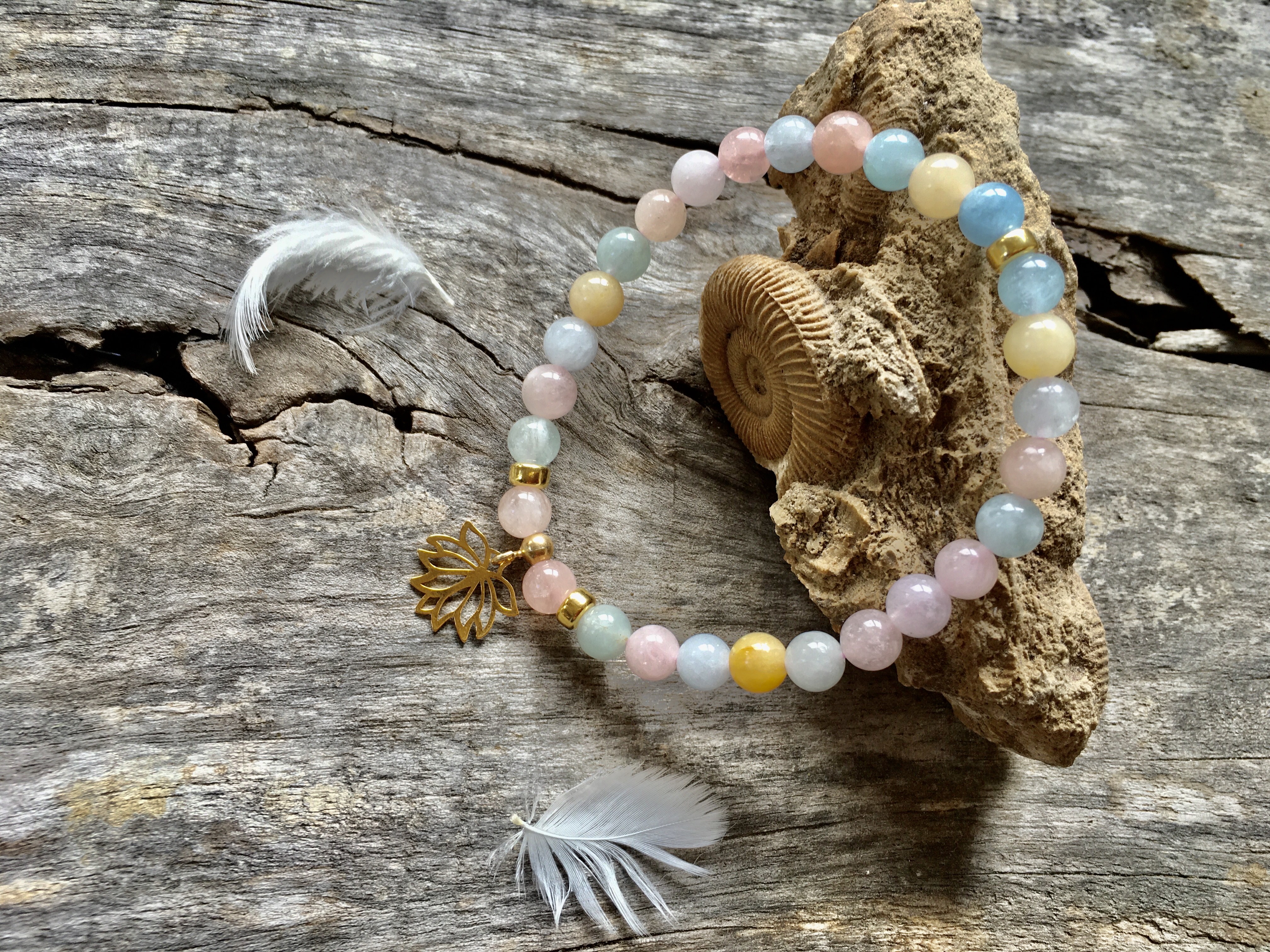 Kamień Mocy Morganit, bransoletka, Maria bucardi