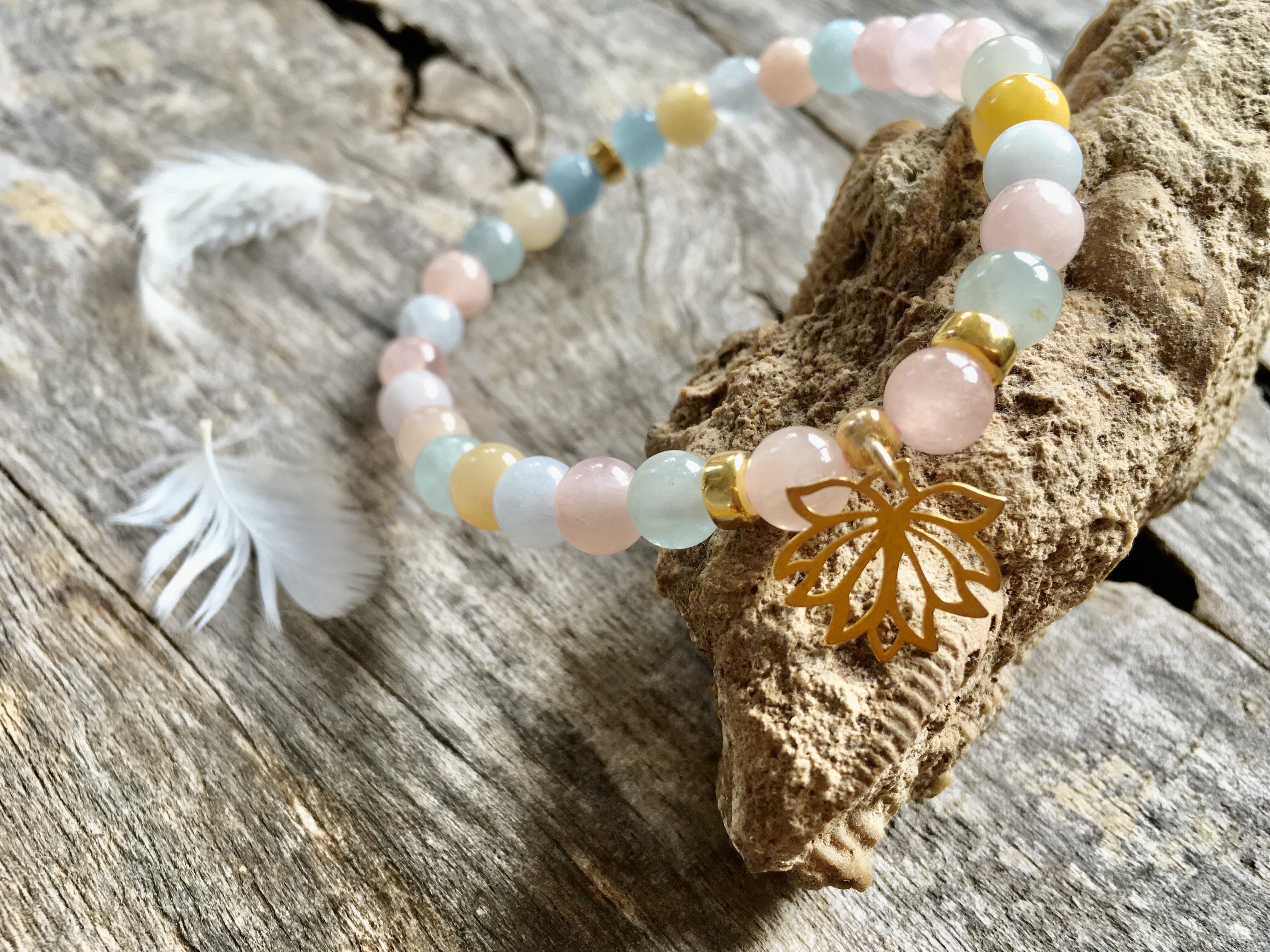 Kamień Mocy Morganit, bransoletka, Maria bucardi