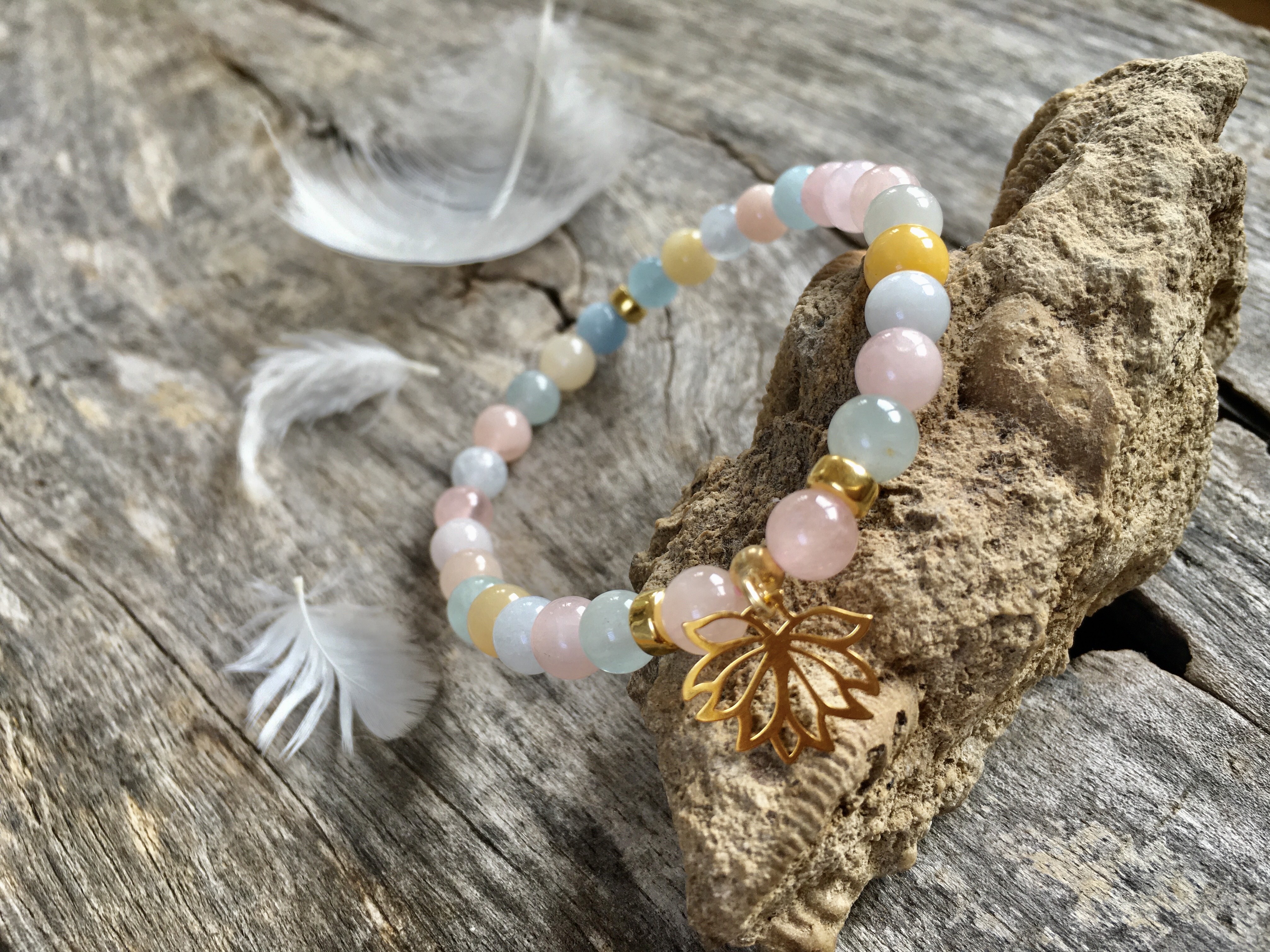 Morganit kamień mocy, bransoletka mitycznych drzew edenu, Maria Bucardi