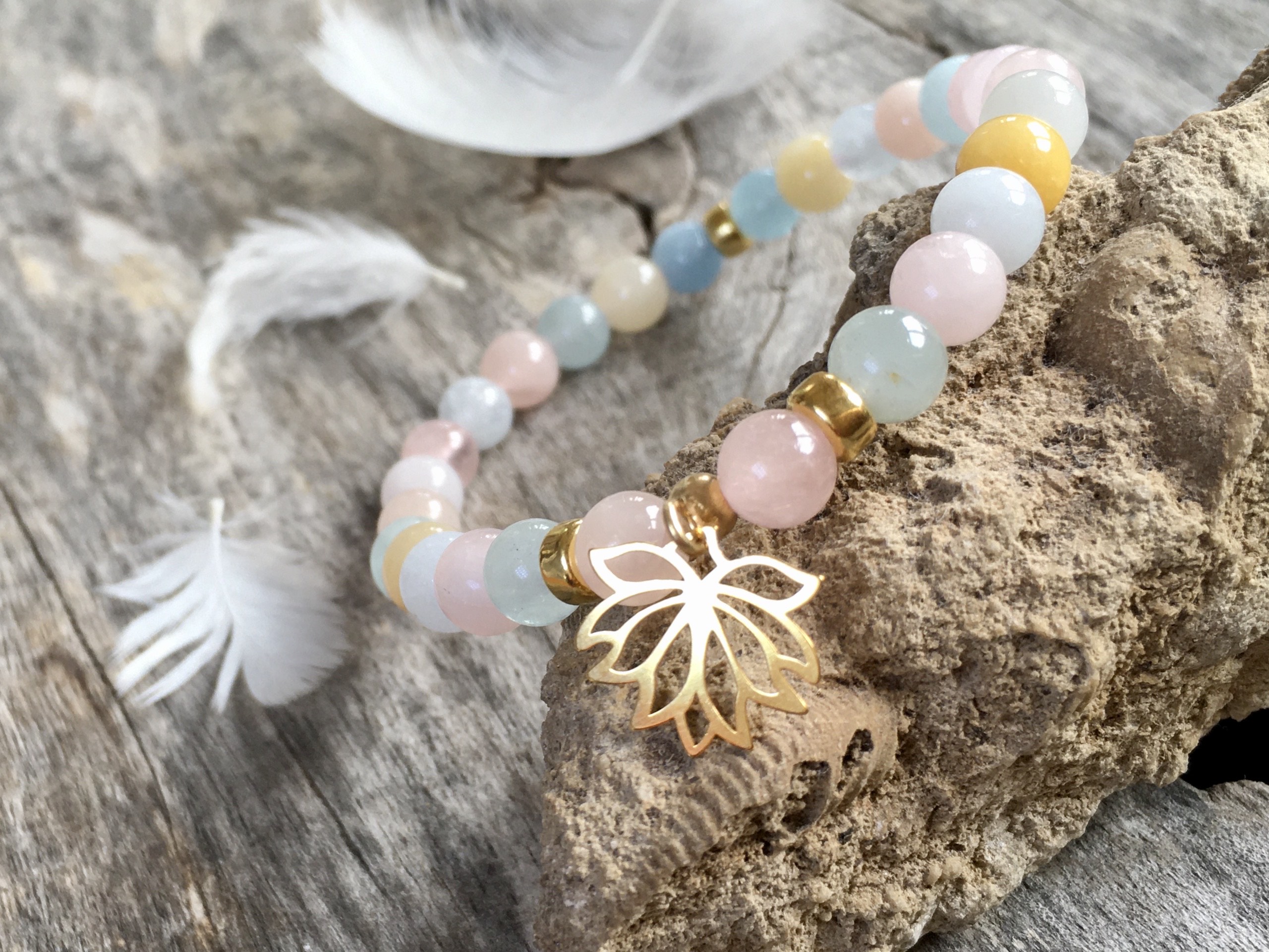 Morganit kamień mocy, bransoletka mitycznych drzew edenu, Maria Bucardi