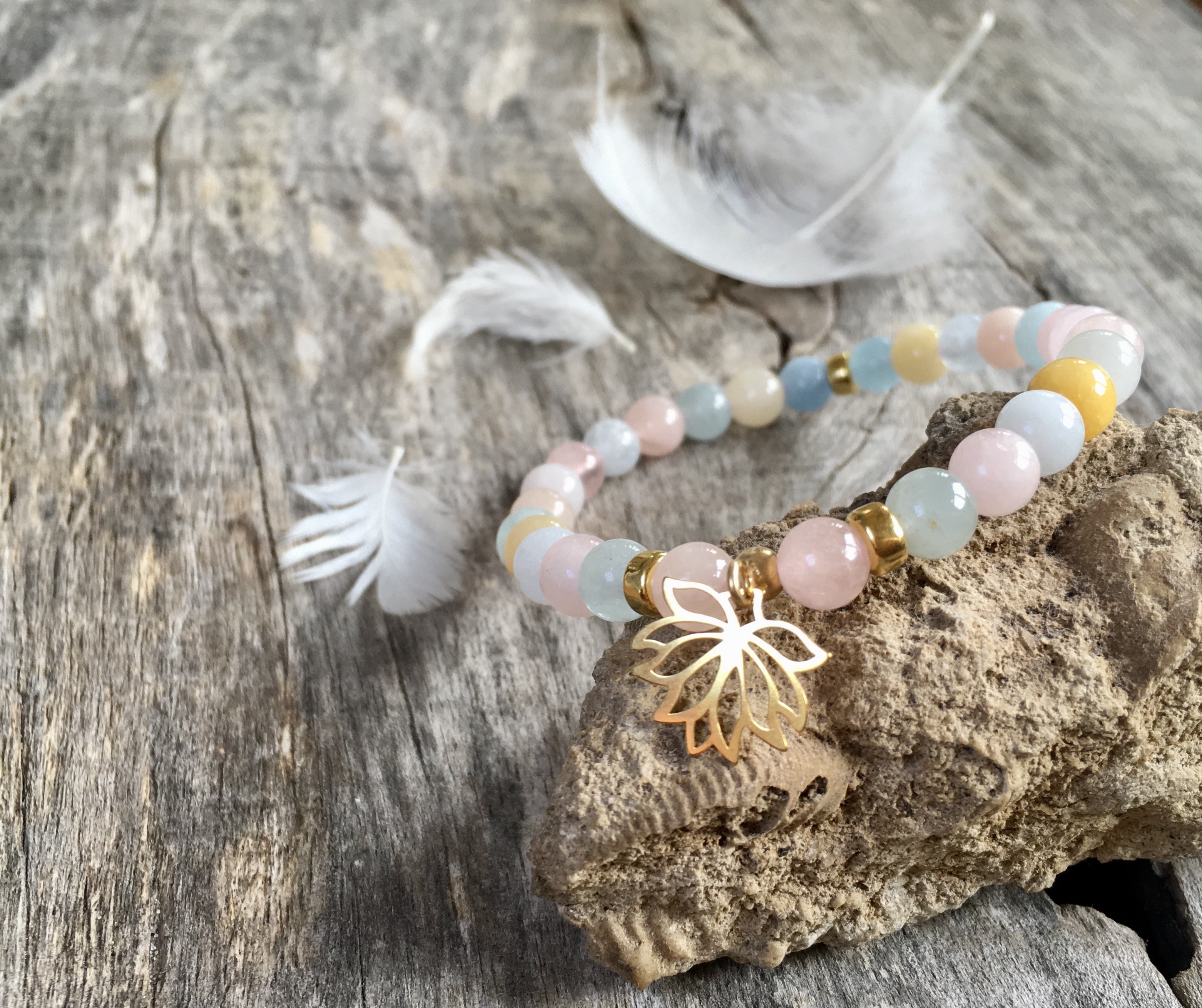 Morganit kamień mocy, bransoletka mitycznych drzew edenu, Maria Bucardi